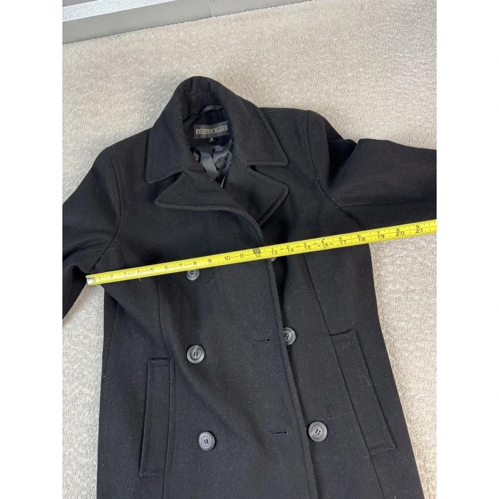 Kristen Blake Pea Coat Womens‎ 10 Black Wool Blend Double Breasted Winter Jacket